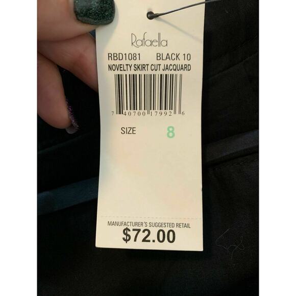 Rafaella Black Cotton Pleated Knee Length Lined Textured Skirt 8 - Picture 4 of 7